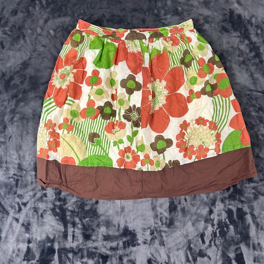 Sele Floral Skirt Womens Size M Multicolor Retro Cotton A-Line HAC3751D